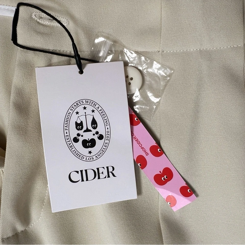 CIDER Women’s Size L Beige High Waist Pleated Wide Leg Pants Trousers Career
